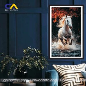White Horse Running in Water