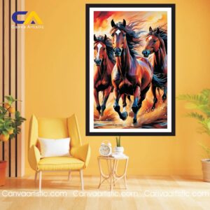 Brown Three Horses Ranning