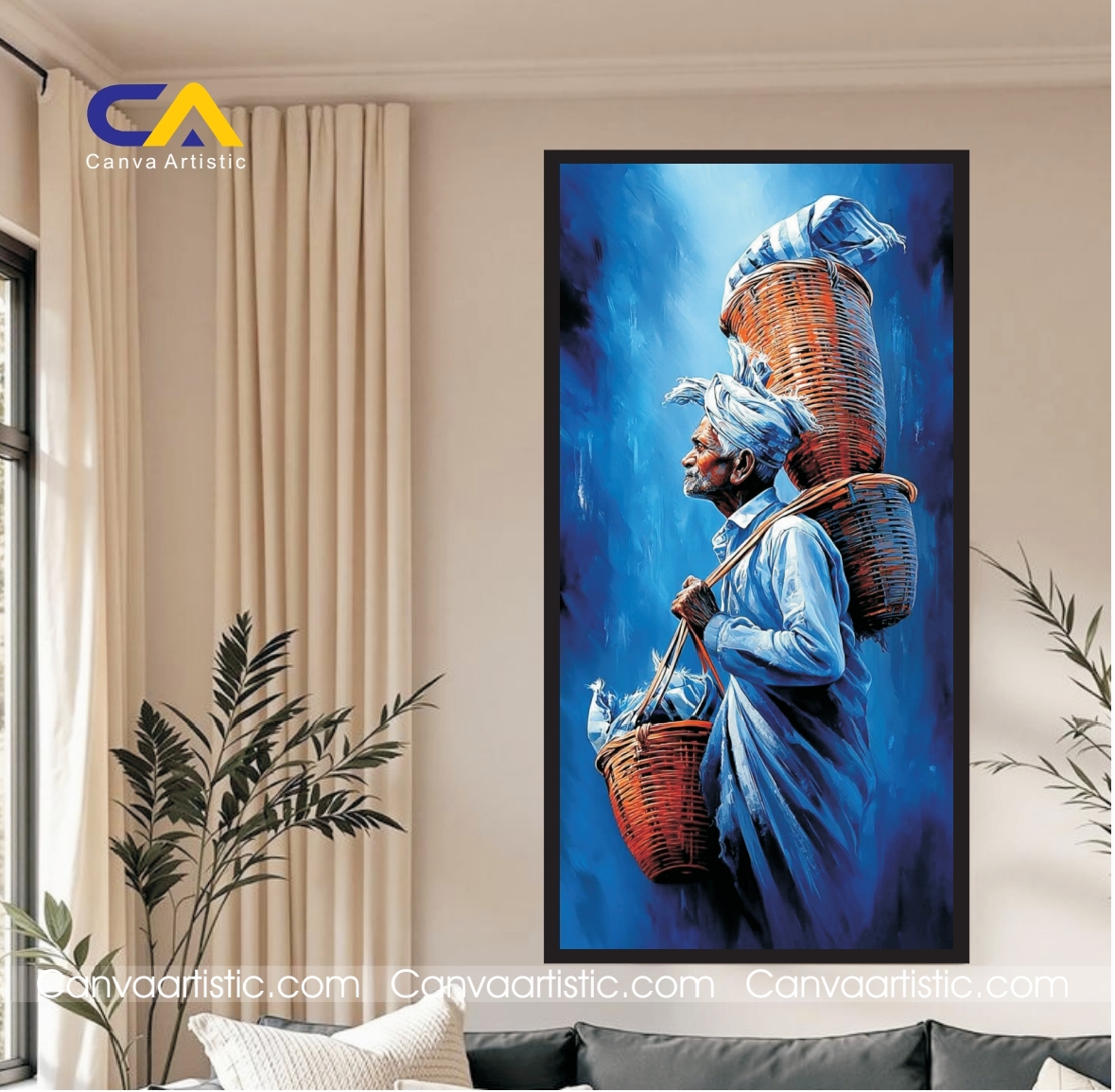 Old Man Beautiful Blue Painting