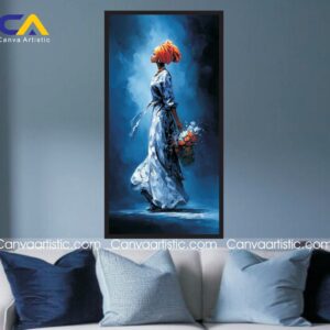 beautiful girl walking style painting